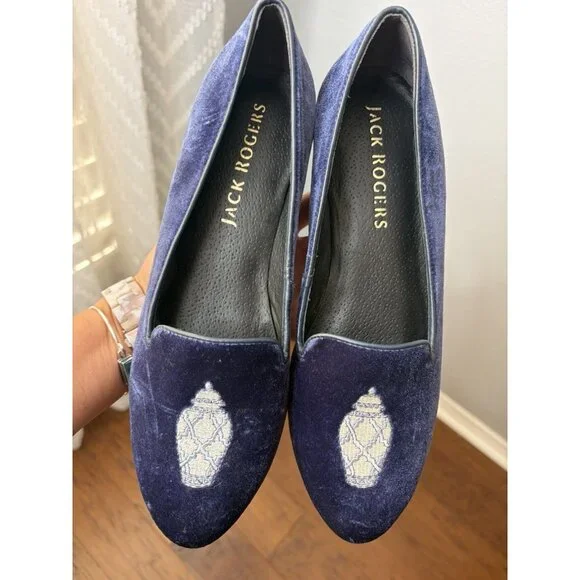 Jack Rogers Blue Pottery Suede Chinoissoire Loafers Women's Sizes US8 - Picture 3 of 7